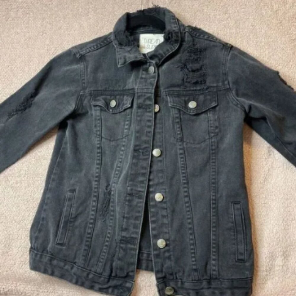 Thread & Supply Jean Jacket Black Distressed Small Item #4